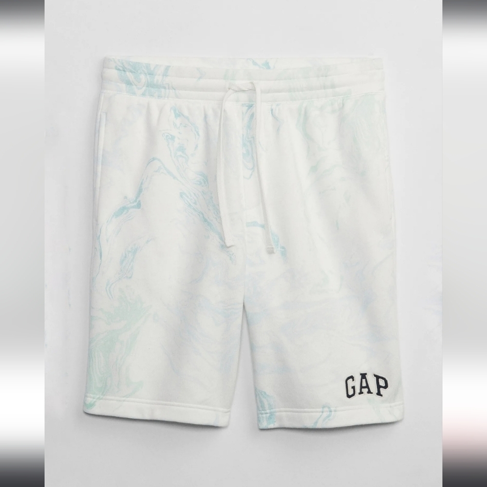 NWT! GAP, Gap Logo Shorts, White/Blue Swirl, Size Small -$39